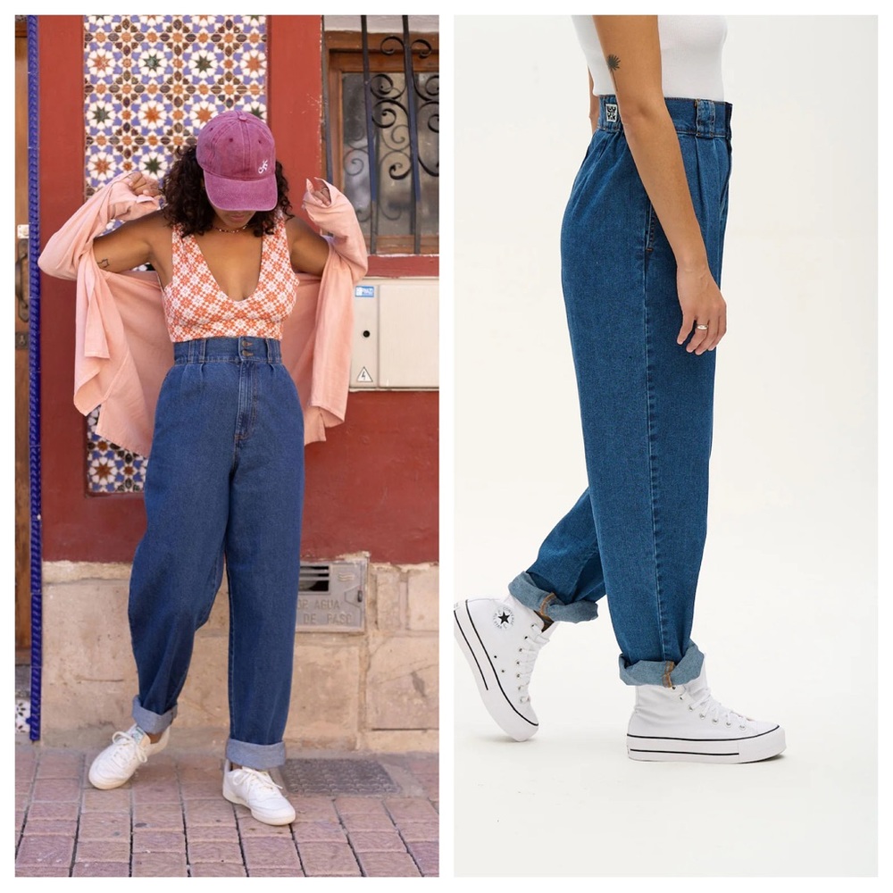 NEW NWOT LUCY & YAK Addison Tapered Jeans Organic Denim Mid Wash Blue SzW34/US12